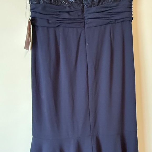 NWT JS Collections Celia Mixed Media Mermaid Gown Deep Navy Size 14 MSRP $298 - Picture 9 of 11